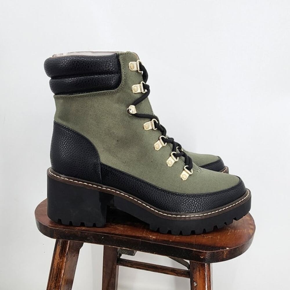 New NWT Giani Bernini Green Black Maddyson Side Zip Round‎ Toe Ankle Boots 9.5